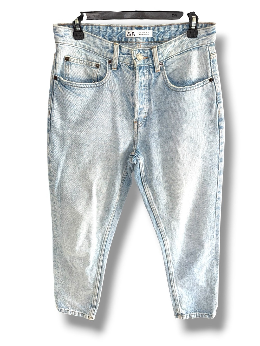 Zara Relaxed Straight Jeans in Washed Light Blue